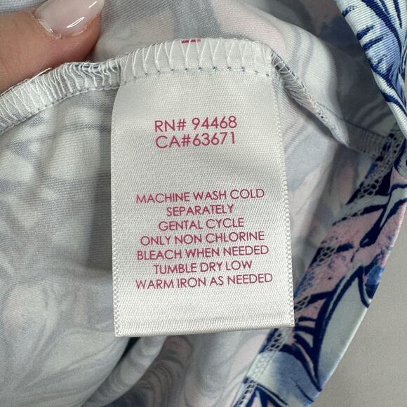 Stella Parker Womens Dress M Blue Floral Sun Jersey Knit Coastal Nautical Preppy - Picture 12 of 14